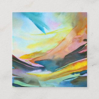 Artistic abstract watercolor painting square business card