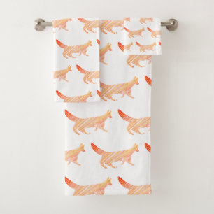 Artistic Abstract Woodland Red Foxes Bath Towel Set