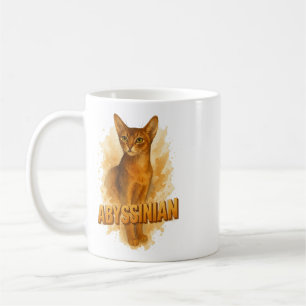 Artistic Abyssinian Cat Illustration Watercolor Coffee Mug