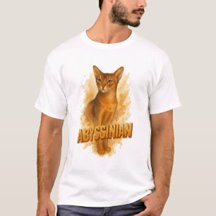 Artistic Abyssinian Cat Illustration Watercolor T-Shirt
