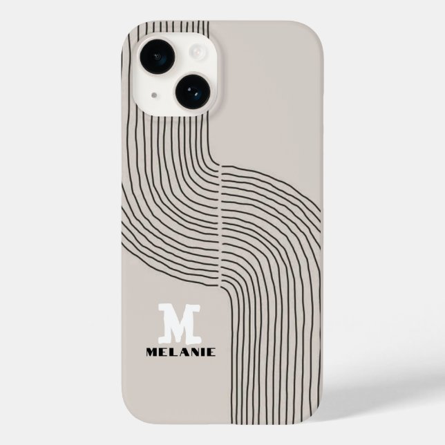 Artistic aesthetic stripes minimal Monogram Case-Mate iPhone Case (Back)