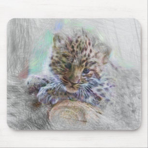 artistic animal baby leopard mouse pad