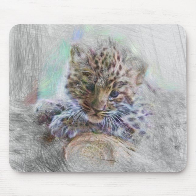 artistic animal baby leopard mouse pad (Front)
