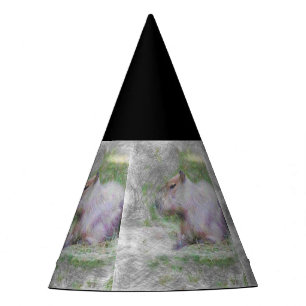 artistic animal capybara party hat