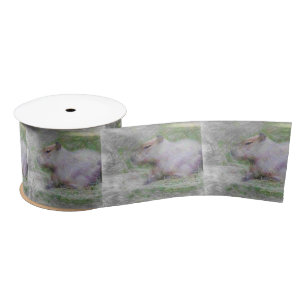 artistic animal capybara satin ribbon
