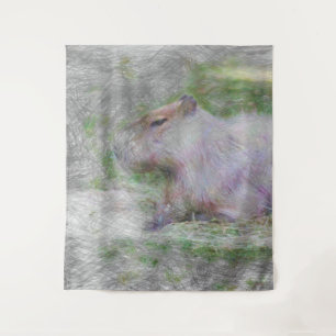 artistic animal capybara tapestry