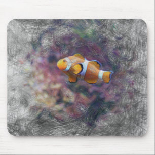 artistic animal clown fish mouse pad