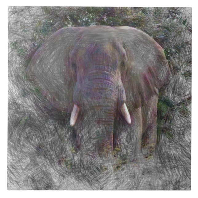 Artistic Animal Elephant Tile (Front)