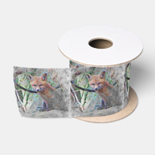 Artistic Animal Fox Baby Satin Ribbon