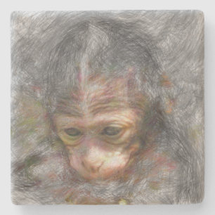 artistic animal monkey baby stone coaster
