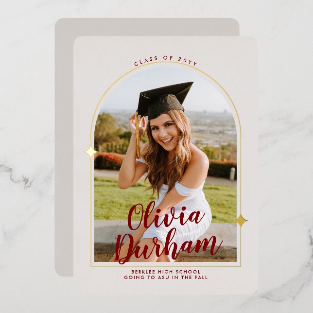Artistic Arch Graduation Foil Invitation (Front/Back)