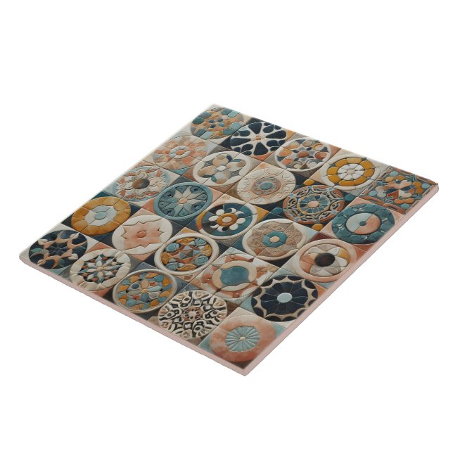 Artistic Arrangement of Colourful Decorative Tiles (Side)