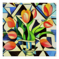 Artistic Art Deco Style Tulips