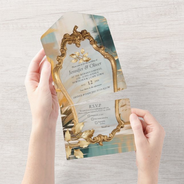Artistic Asian Oriental Waves & Sceneries All In One Invitation (Tearaway)