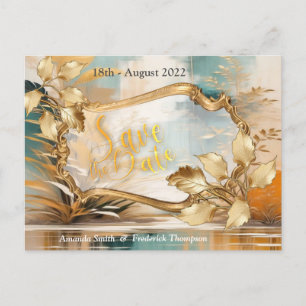 Artistic Asian Oriental Waves & Sceneries Announcement Postcard