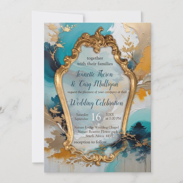 Artistic Asian Oriental Waves & Sceneries Invitation (Front)