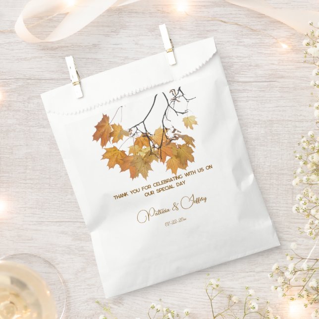 Artistic Autumn Fall Leaves Wedding  Favour Bag (Clipped)