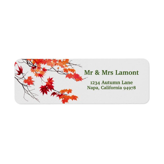 Artistic Autumn Leaves Return Address Labe (Front)