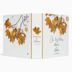 Artistic Autumn Leaves Wedding Album 3 Ring Binder