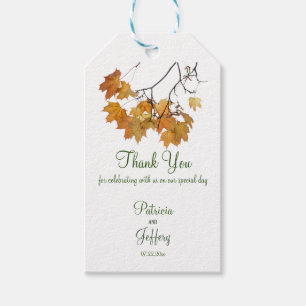 Artistic Autumn Leaves Wedding Gift Tags