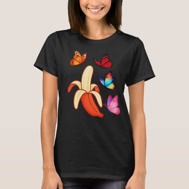 Artistic Banana with Butterflies T-Shirt (Front)