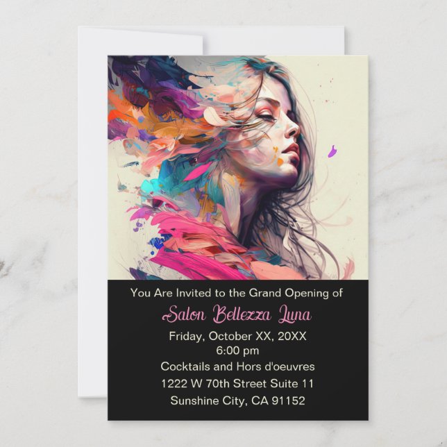 "Artistic Beauty: Grand Opening Salon Invitation (Front)