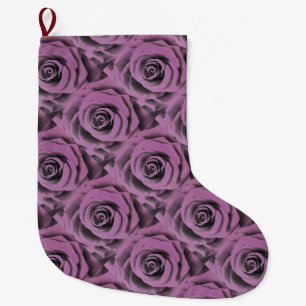Artistic Big Dark Lavender Rose Large Christmas Stocking