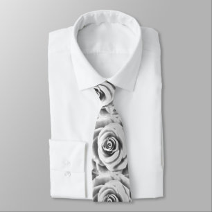 Artistic Big White Rose Tie