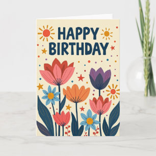 Artistic Birthday Flowers Card