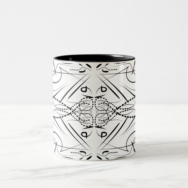 Artistic black white Coffee Mugs (Center)