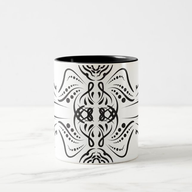 Artistic black white Coffee Mugs (Center)