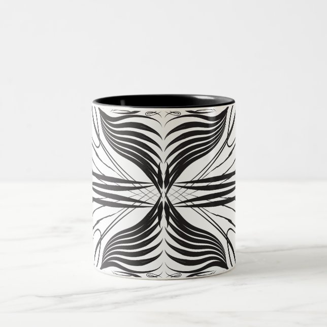 Artistic black white Coffee Mugs (Center)