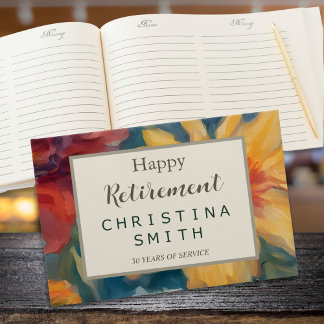 Artistic Blooms Vintage Floral Retirement Party Guest Book