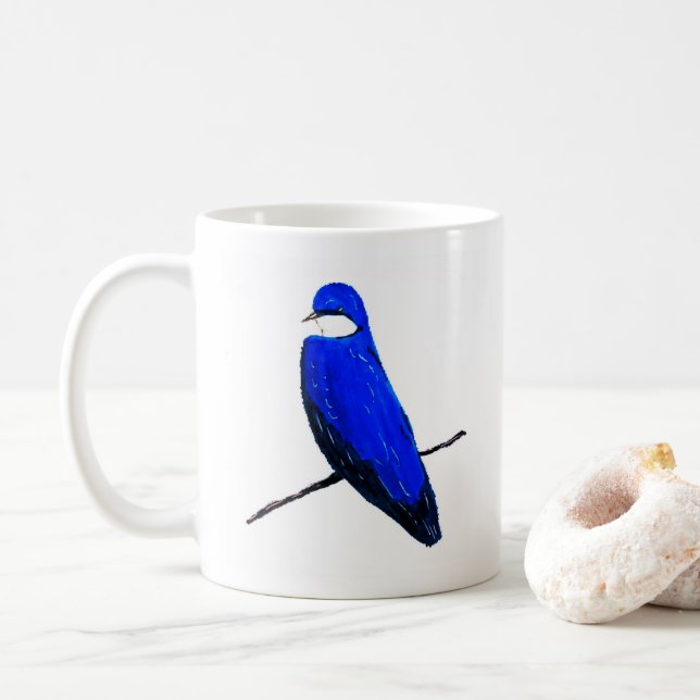 Artistic Blue Bird Tree Swallow Coffee Mug (With Donut)