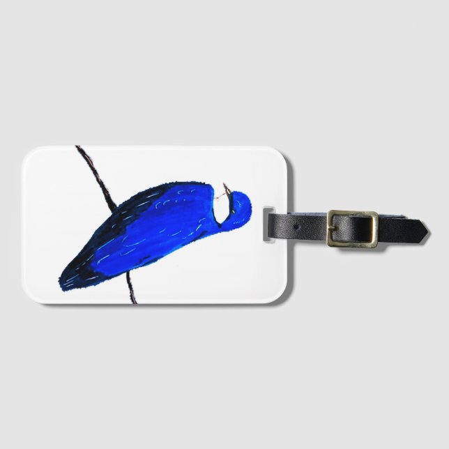 Artistic Blue Bird Tree Swallow Luggage Tag (Front Horizontal)