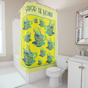 Artistic Blue Coffee Cup with Swirling Patterns