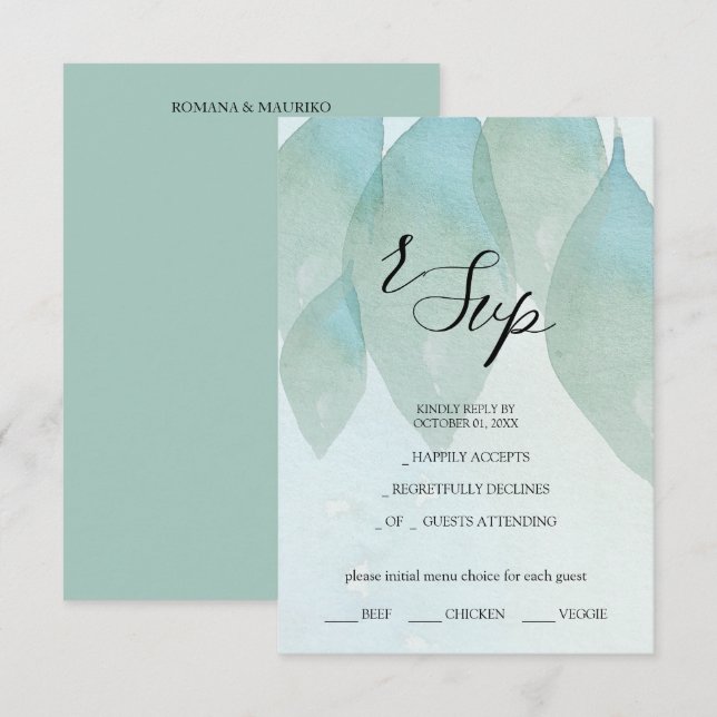 Artistic Blue Fall Watercolor Art RSVP Card (Front/Back)