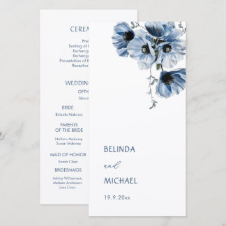 Artistic Blue Flowers | Wedding Program