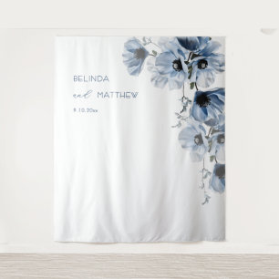 Artistic Blue Flowers Wedding Tapestry