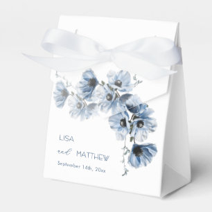 Artistic Blue Flowers White Wedding Favor Box