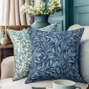 Artistic Blue Plumes Throw Pillow