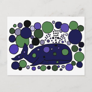 Artistic Blue Sperm Whale Abstract Art Postcard