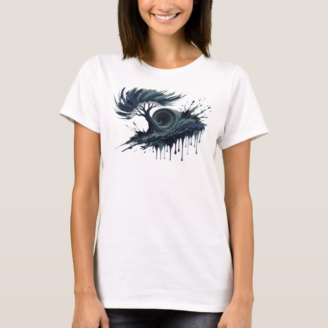 Artistic Blue TREE OF LIFE Shirt Design (Front)
