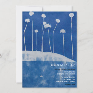 Artistic Blue Unique Wedding Invitation