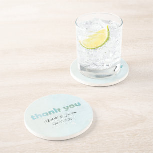 Artistic Blue Watercolor Floral Illustration Coaster