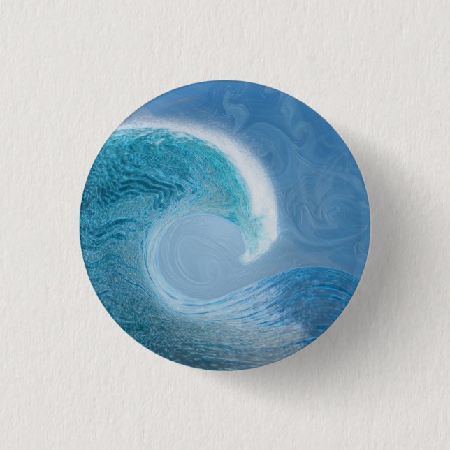 Artistic Blue Wave 1 Inch Round Button (Front)