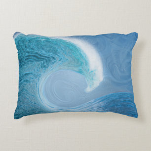 Artistic Blue Wave Accent Pillow