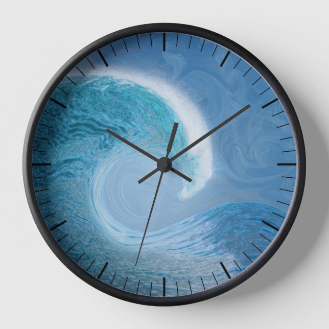 Artistic Blue Wave Clock (Front)
