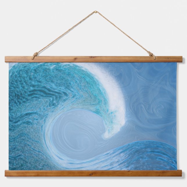 Artistic Blue Wave Hanging Tapestry (Front)