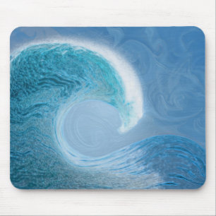 Artistic Blue Wave Mouse Pad